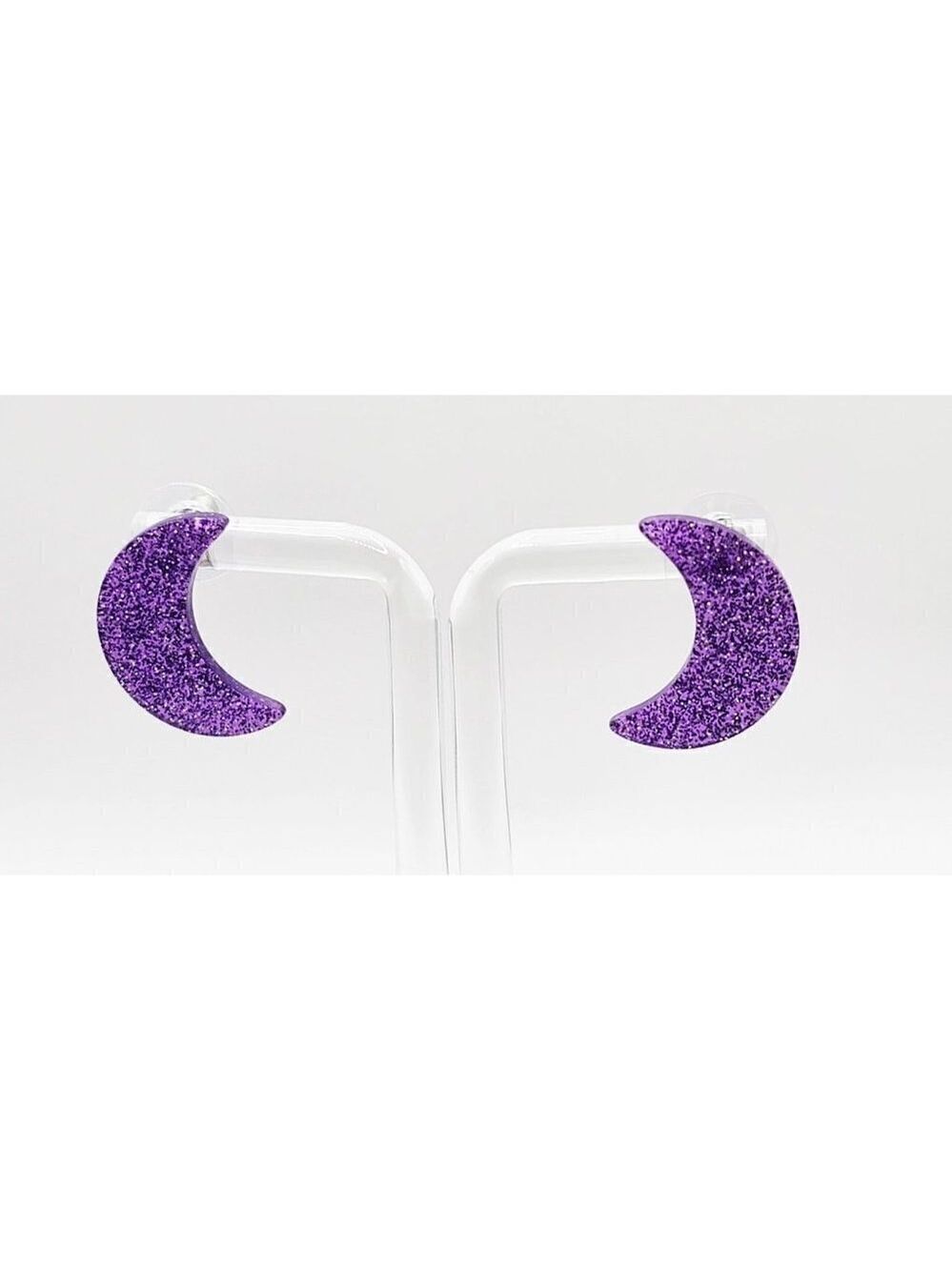 Halloween Crescent Moon Purple Acrylic Earrings